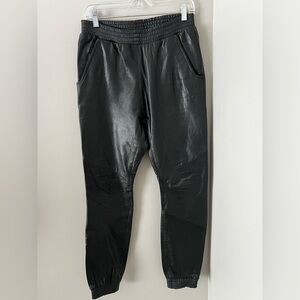 OneTeaspoon Black Leather Drop Elastic Waist Joggers Sz M/AUS 10